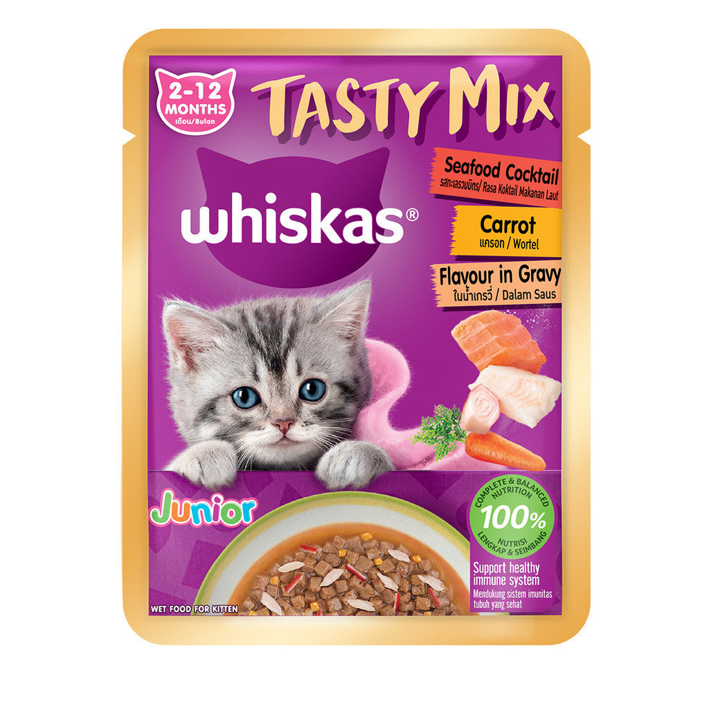 Whiskas Tasty Mix Junior Kitten Pouch Wet Cat Food 70g