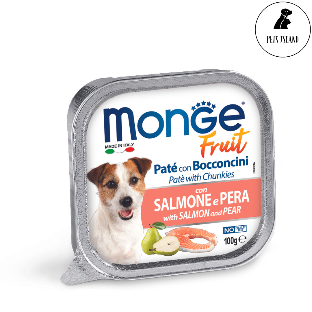 Monge Fruit Salmon & Pear Pate with Chunkies Tray Dog Food 100g