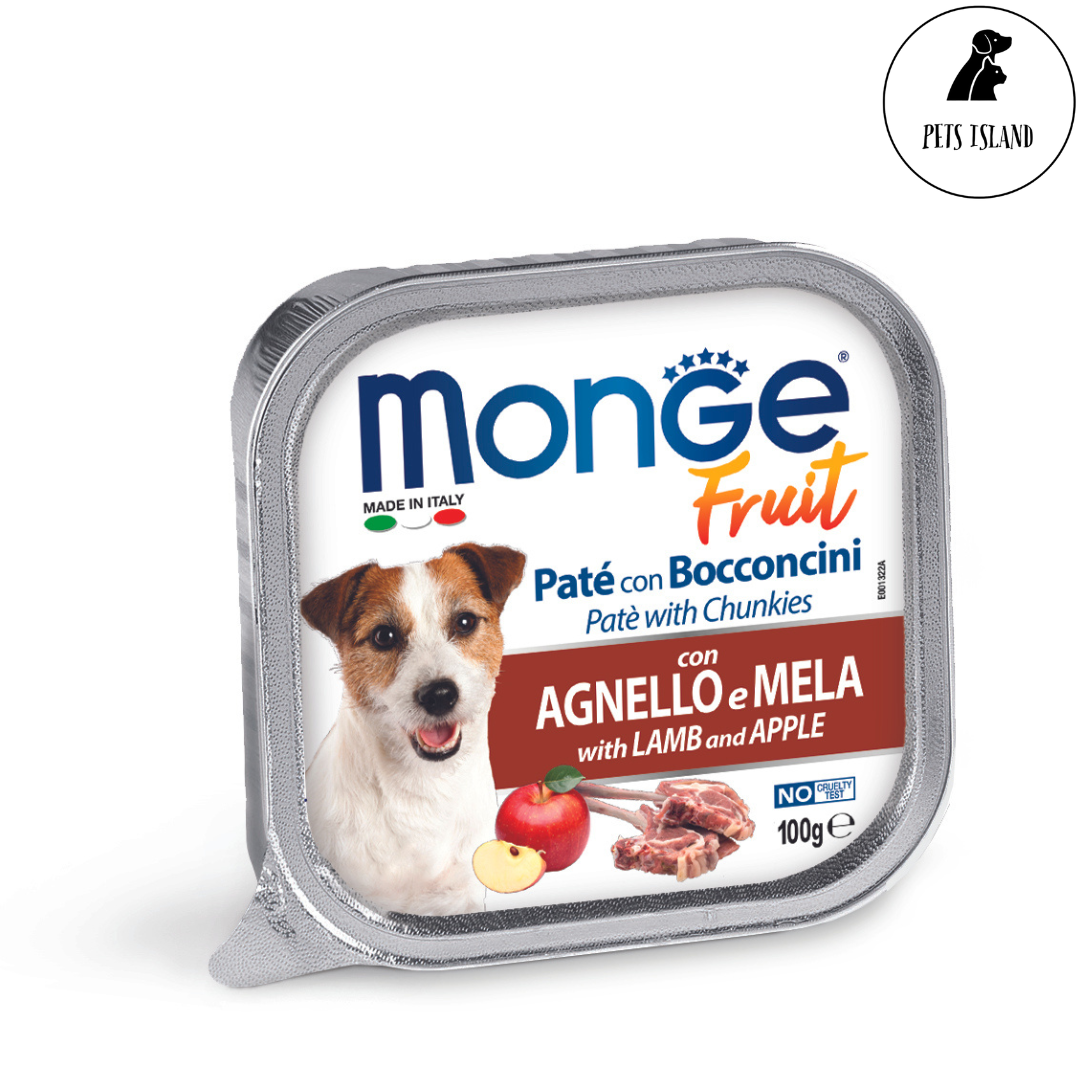 Monge Fruit Lamb & Apple Pate with Chunkies Tray Dog Food 100g