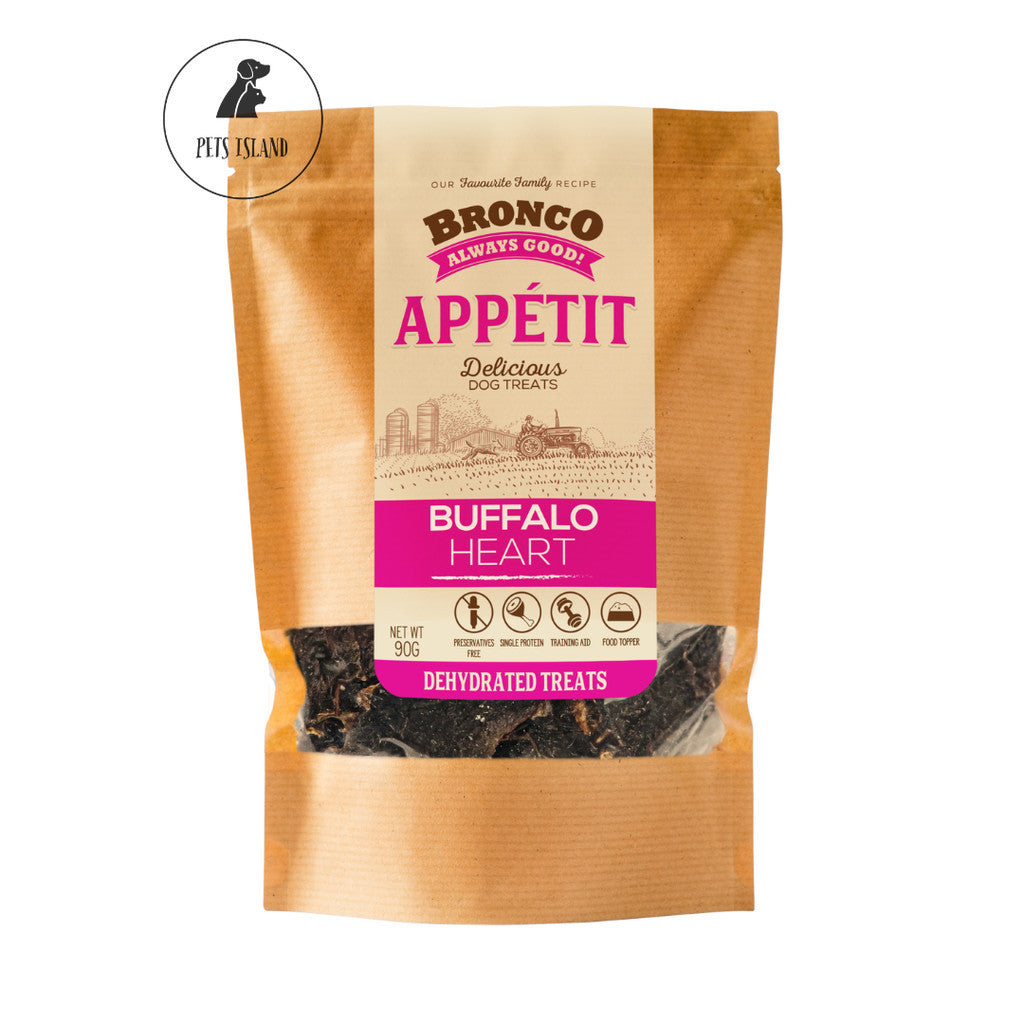 BUY 1 FREE 1: Bronco Appetit Dehydrated Dog Treat 90g - Beef Liver, Chicken Breast, Duck Gizzard, Buffalo Spleen & Heart