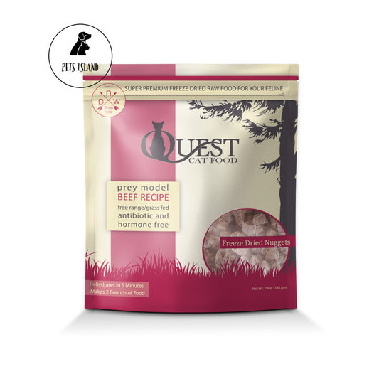 3 FOR $119.70: Quest Prey Model Diet Freeze Dried Raw Cat Food -  Beef, Chicken, Pork 10oz