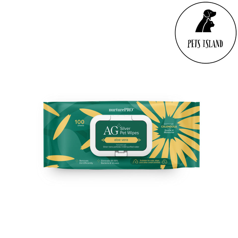 NurturePRO AG Silver Pet Wipes 100pcs | Thick Wet Wipes, Alcohol Free, Antibacterial