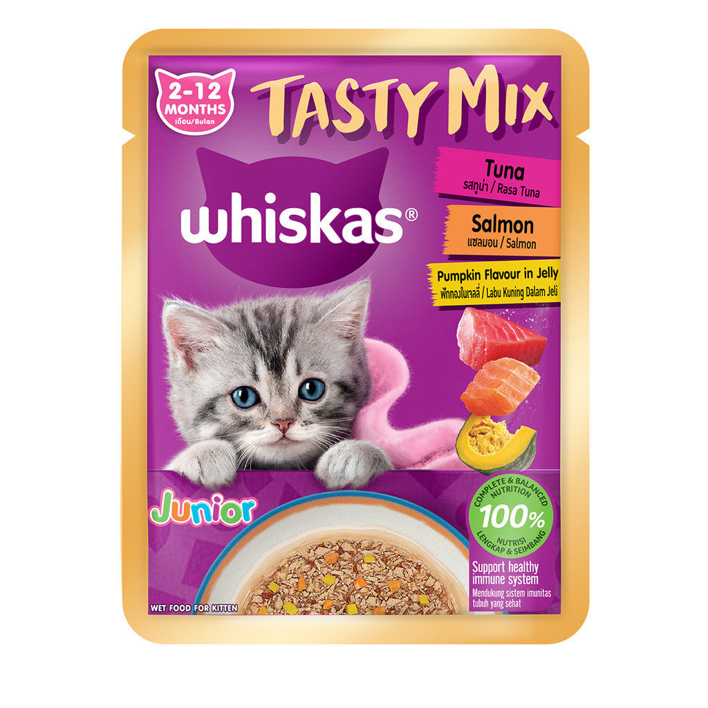 Whiskas Tasty Mix Junior Kitten Pouch Wet Cat Food 70g