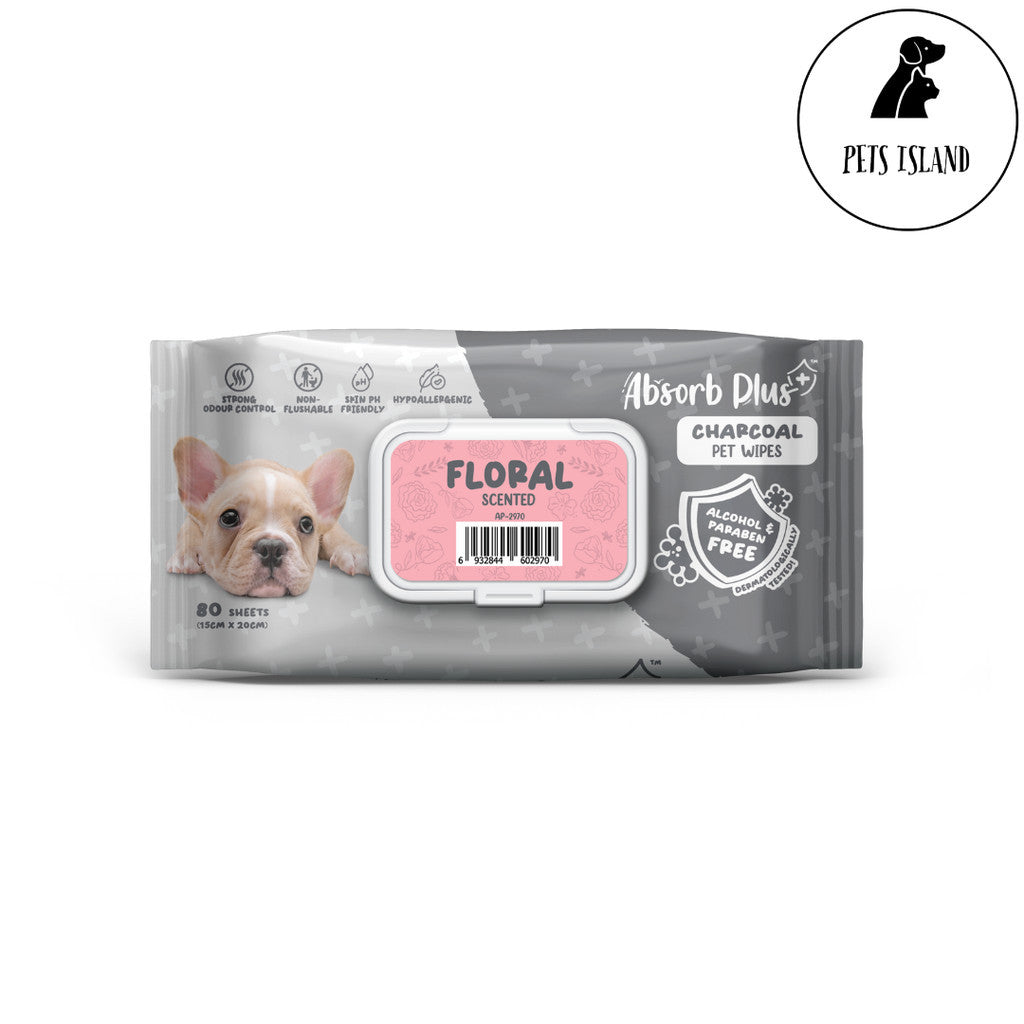 Absorb Plus Charcoal Pet Wipes 80pcs