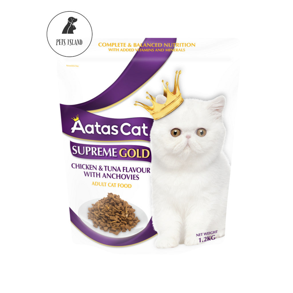 Aatas Cat Supreme & Pacific Gold Dry Food 1.2kg - Chicken Tuna Anchovies & Salmon Anchovies