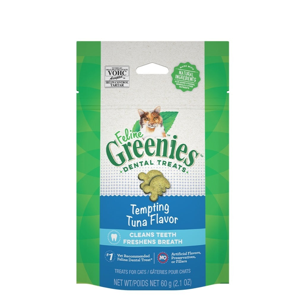 Greenies Feline Dental Treat & Chews for Cats 60g 4 Flavours - Catnip, Chicken, Salmon, Tuna