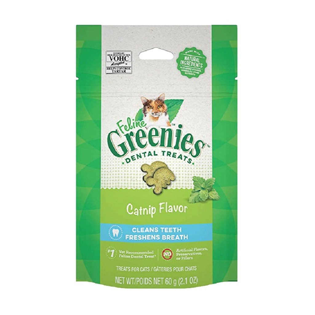 Greenies Feline Dental Treat & Chews for Cats 60g 4 Flavours - Catnip, Chicken, Salmon, Tuna
