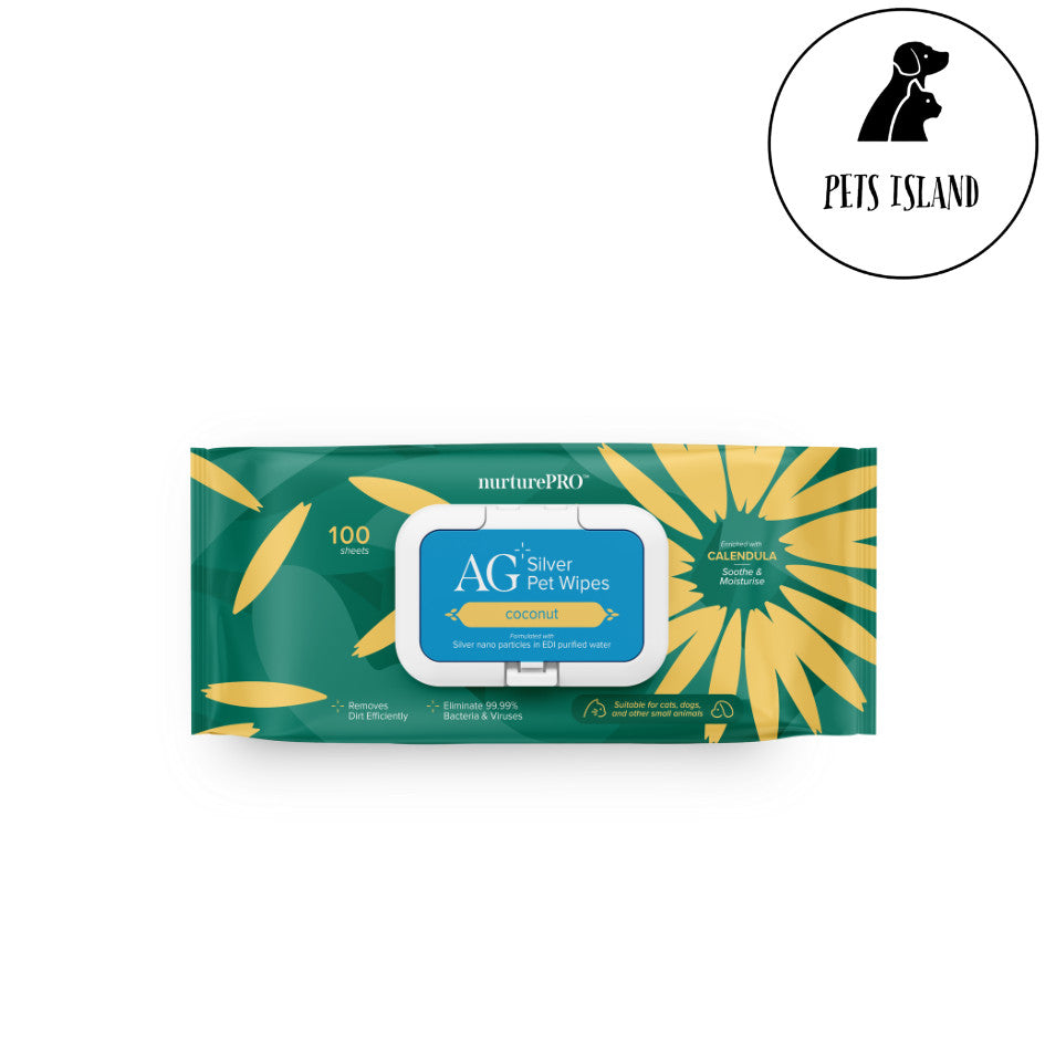 NurturePRO AG Silver Pet Wipes 100pcs | Thick Wet Wipes, Alcohol Free, Antibacterial