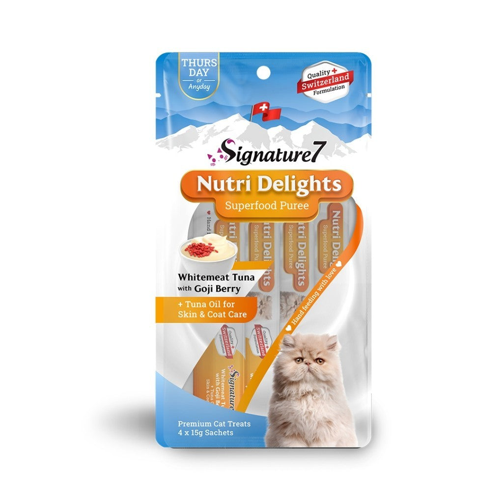 Signature7 Nutri Delights Superfood Puree 15g x4 Cat Wet Treats