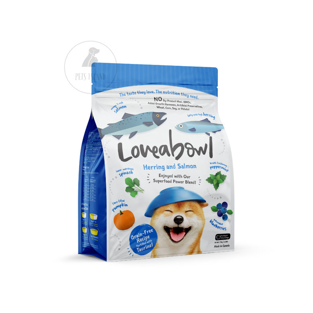 Loveabowl Grain Free Dry Dog Food 1.4kg - Complete Diet, Kibbles, Herring Salmon Chicken Lobster Snow Crab