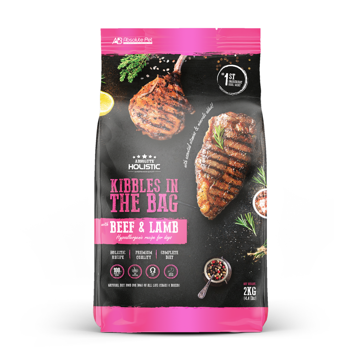 Absolute Holistic Kibbles In The Bag Beef & Lamb Dry Dog Food 2KG