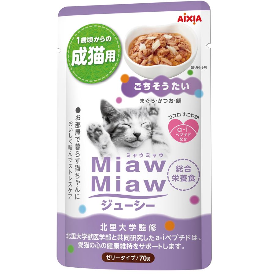Aixia Miaw Miaw Juicy Red Snapper Adult Pouch Cat Food 70g x 12