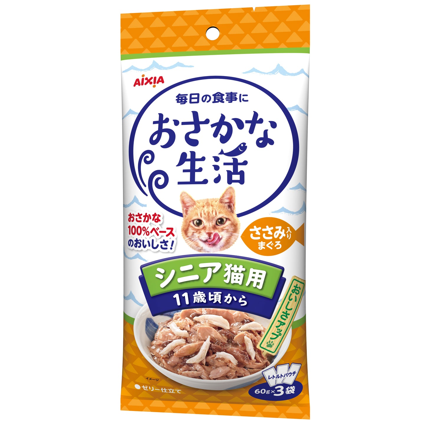 Aixia Fish Life Senior Tuna With Chicken Fillet Cat Food 60g x 3