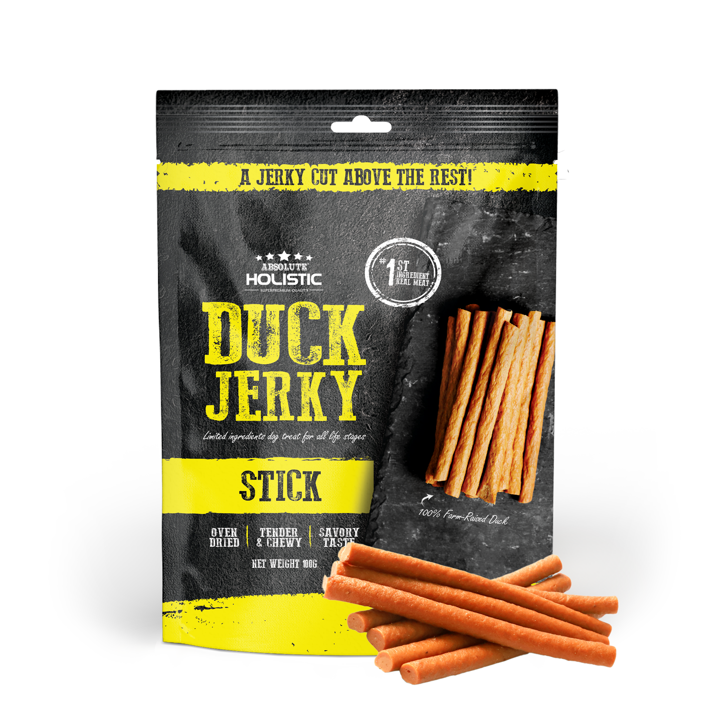 Absolute Holistic Duck Jerky Stick Dog Treats 100g