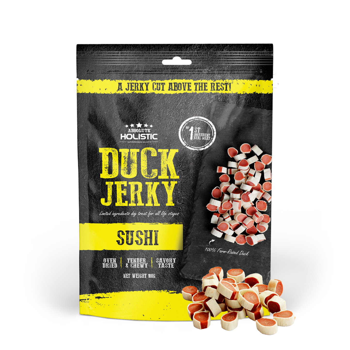 Absolute Holistic Duck Jerky Sushi Dog Treats 100g