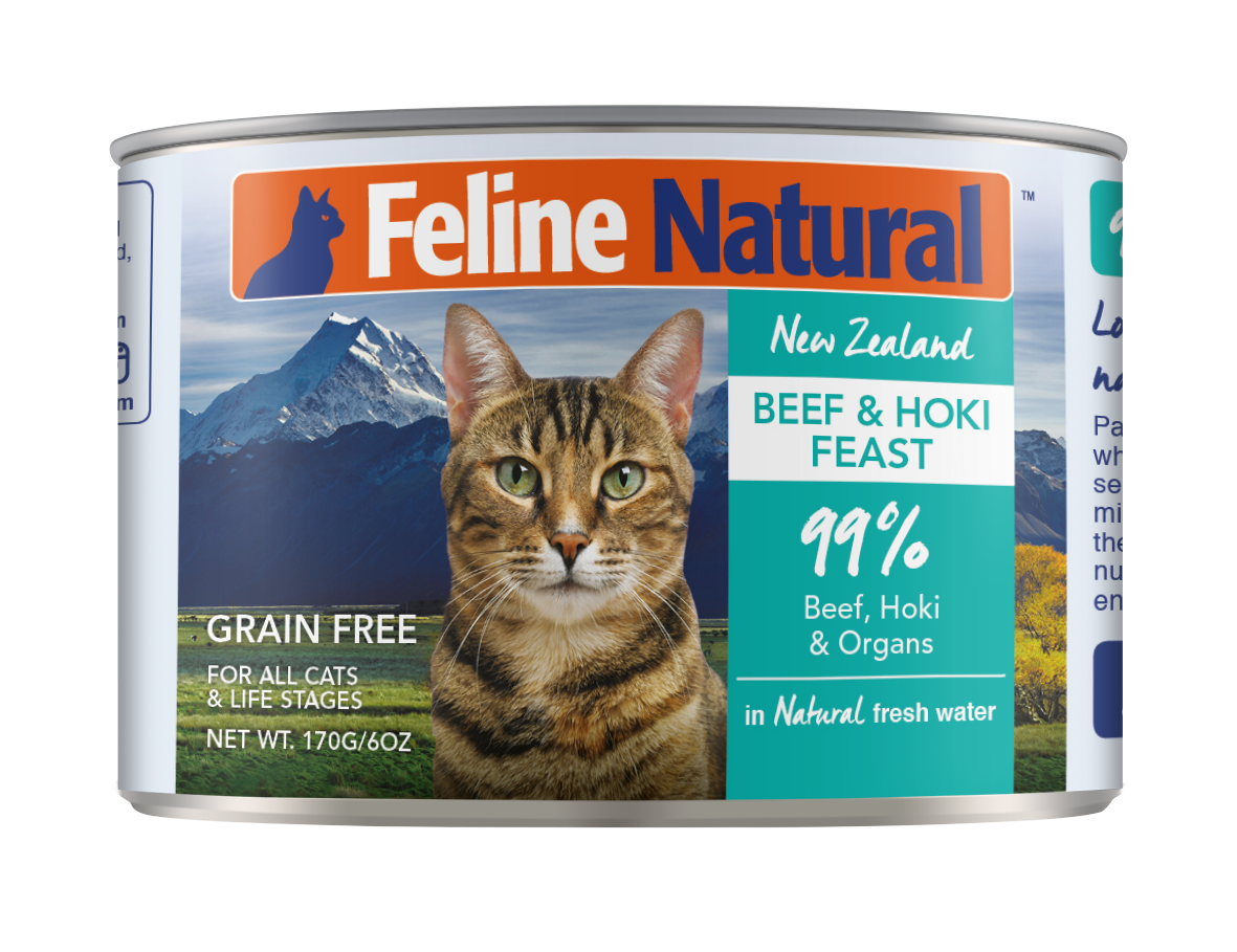 Feline Natural Beef & Hoki Feast Canned Cat Food 170g