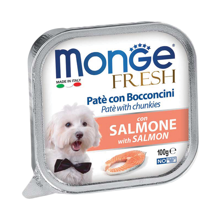 Monge Fresh Salmon Pate with Chunkies Tray Dog Food 100g
