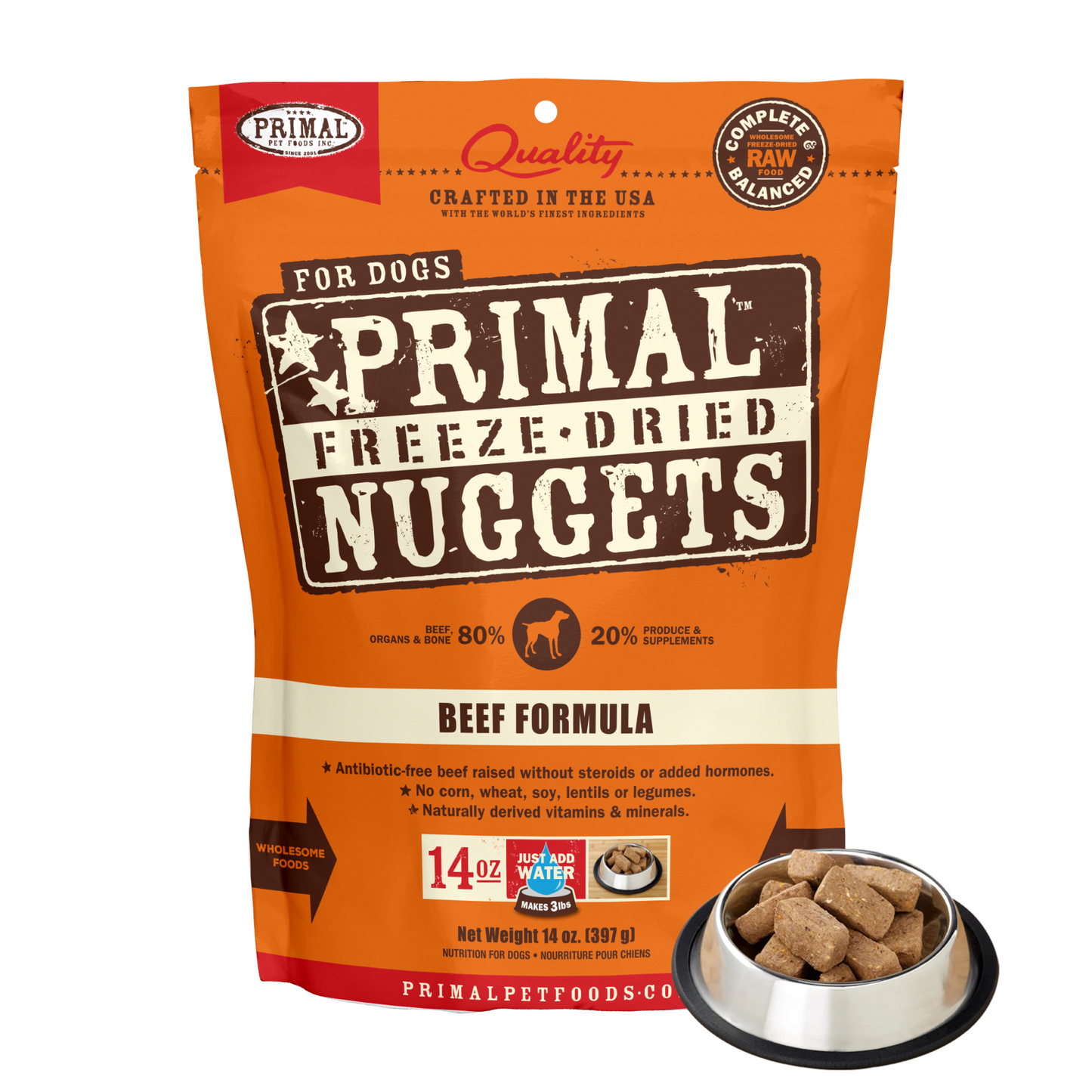 Primal Beef Formula Freeze Dried Dog Food 14oz