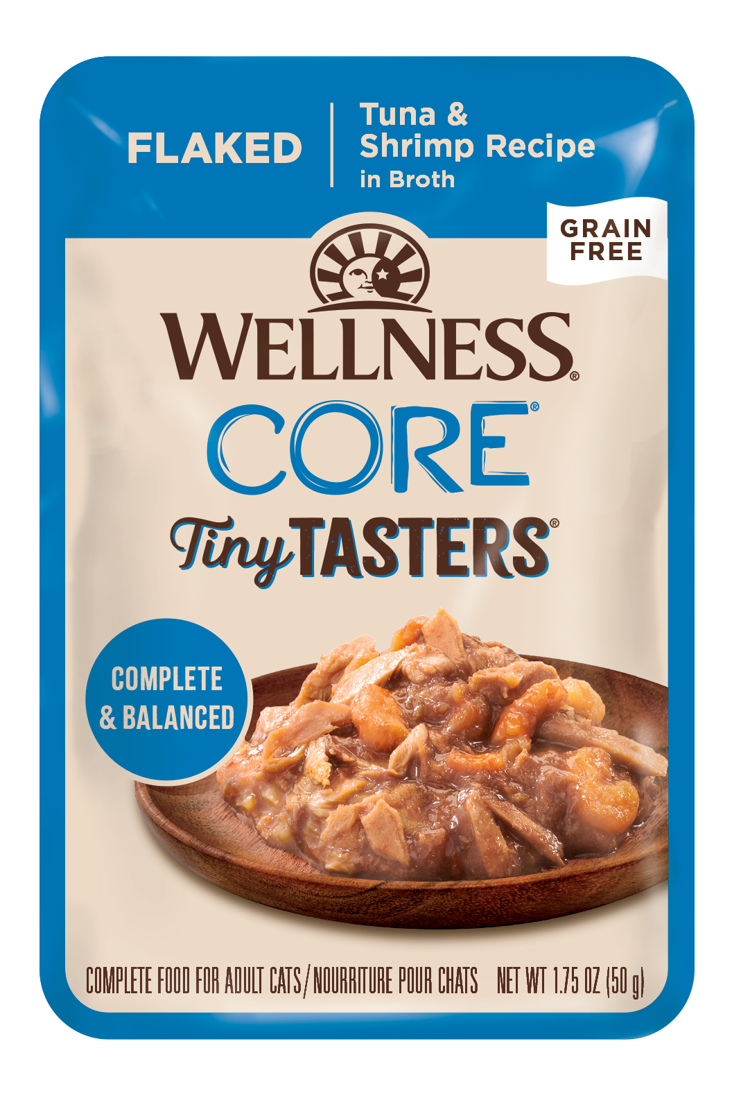 Wellness CORE Tiny Tasters Tuna & Shrimp Flaked Adult Pouch Cat Food 1.75oz