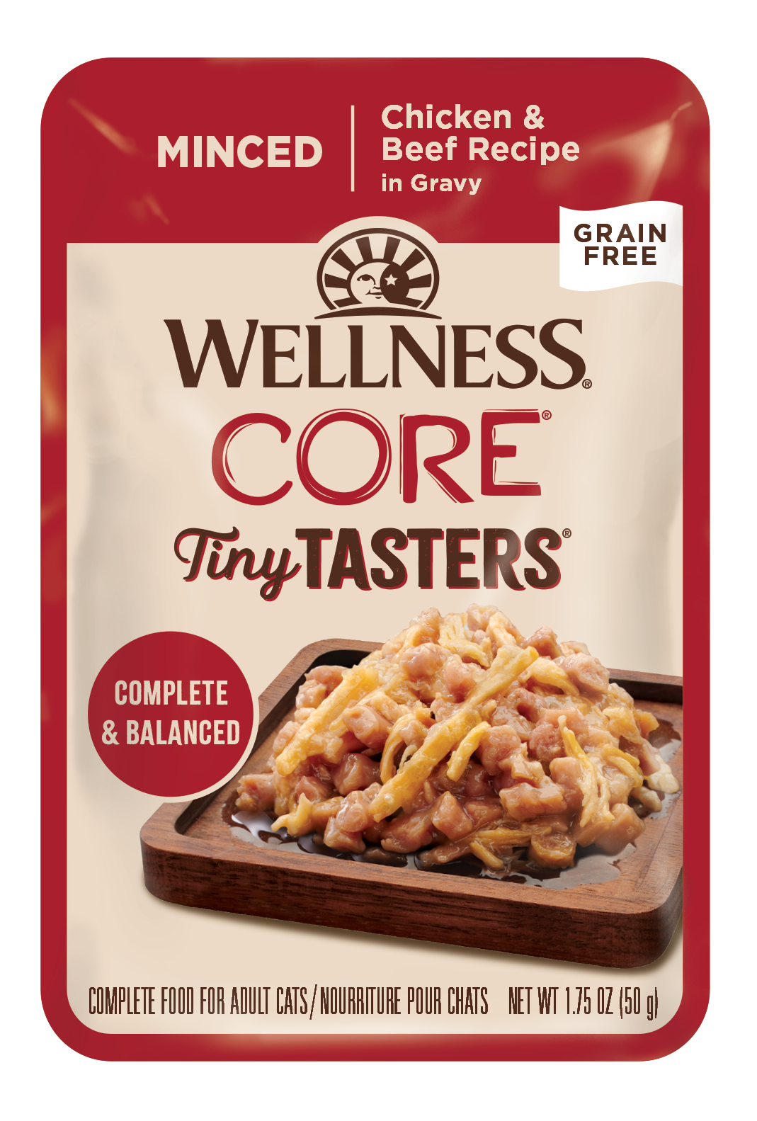 Wellness CORE Tiny Tasters Chicken & Beef Minced Adult Pouch Cat Food 1.75oz
