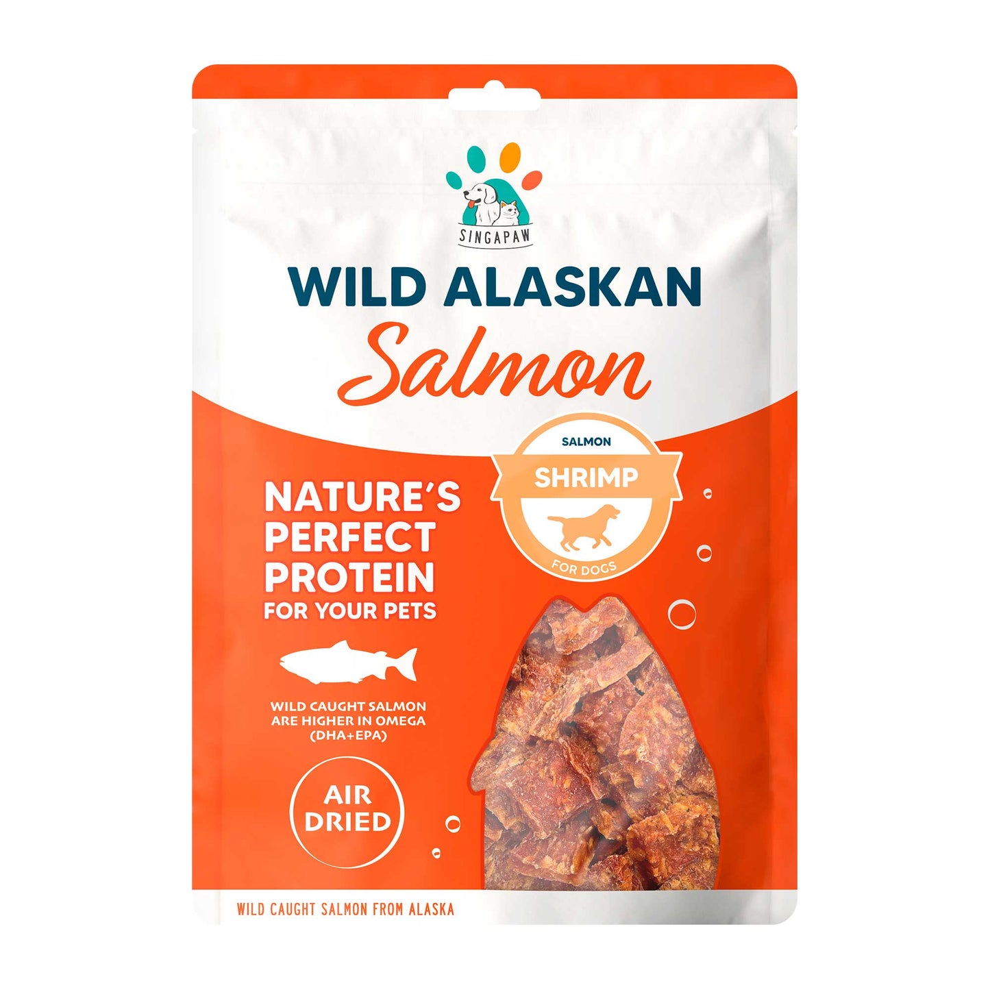 Singapaw Wild Alaskan Salmon & Shrimp Air Dried Dog Treats 70g