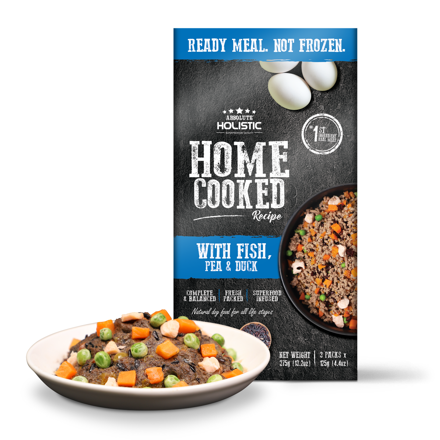 Absolute Holistic Home Cooked Style Recipe Fish, Peas & Duck Gently Cooked Dog Food