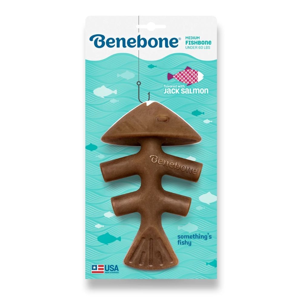 Benebone Chew Toy Wishbone Maplestick Fishbone Infused with Real Flavour for Dogs & Puppies