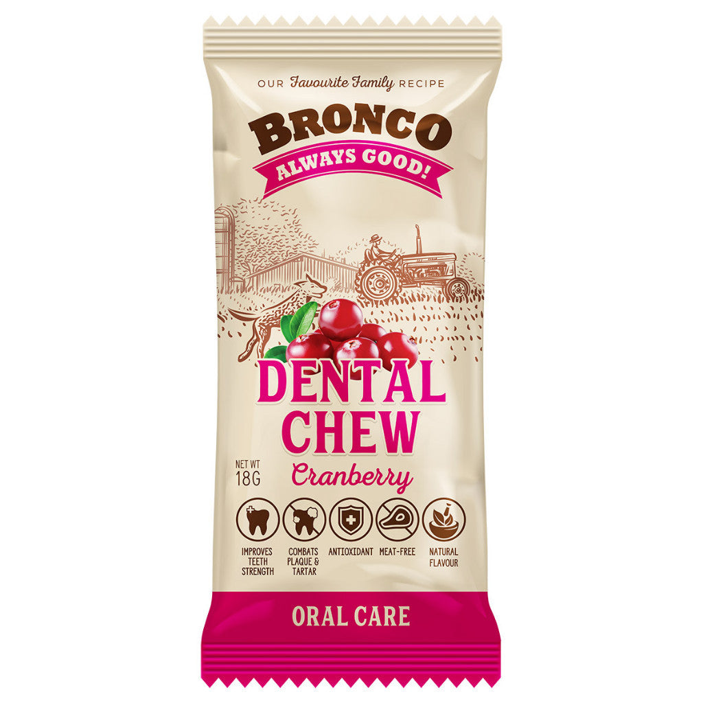 12 FOR $10: Bronco Dental Chew for Dog 18g - Banana, Blueberry, Cranberry, Milk, Mint, Peanut Butter