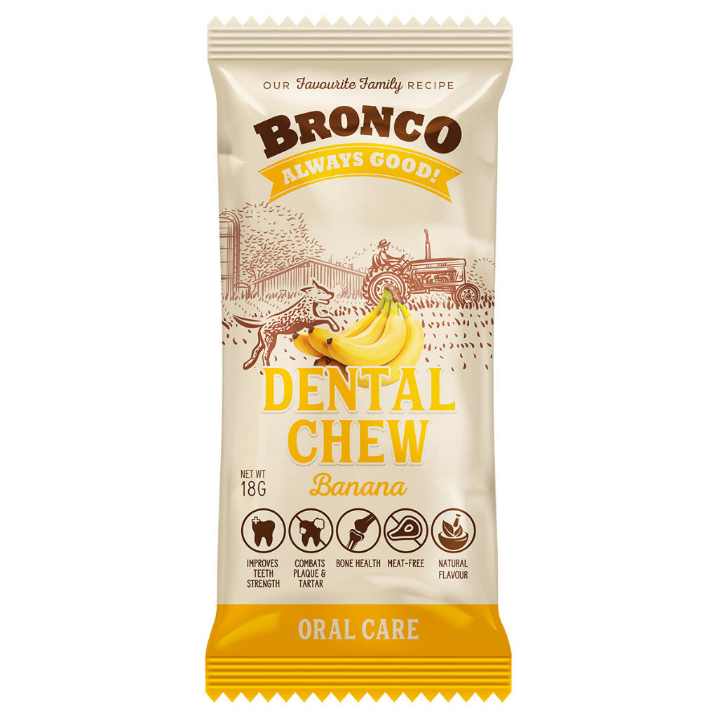 12 FOR $10: Bronco Dental Chew for Dog 18g - Banana, Blueberry, Cranberry, Milk, Mint, Peanut Butter