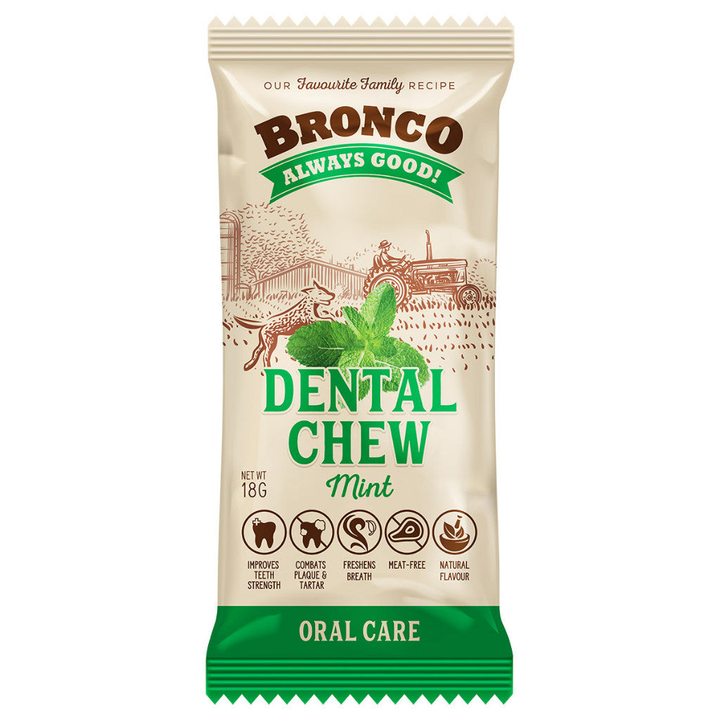 12 FOR $10: Bronco Dental Chew for Dog 18g - Banana, Blueberry, Cranberry, Milk, Mint, Peanut Butter