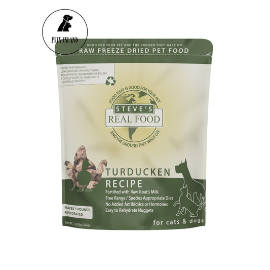3 FOR $205: SteveÕs Real Food Freeze Dried Raw Food for Cats & Dogs 20oz - Turkey, Chicken, Turducken
