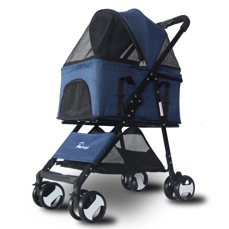 Pet Stroller Detachable Stroller Teddy Cat Dog Stroller Foldable Lightweight Travel Carrier