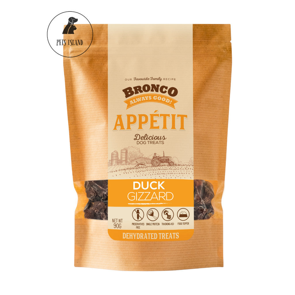 BUY 1 FREE 1: Bronco Appetit Dehydrated Dog Treat 90g - Beef Liver, Chicken Breast, Duck Gizzard, Buffalo Spleen & Heart