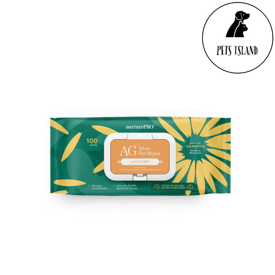 NurturePRO AG Silver Pet Wipes 100pcs | Thick Wet Wipes, Alcohol Free, Antibacterial