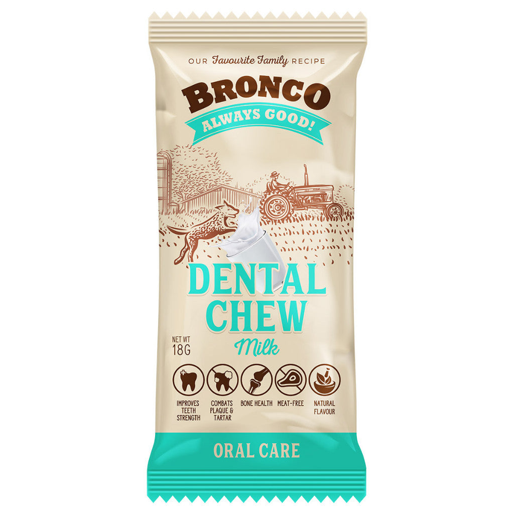 12 FOR $10: Bronco Dental Chew for Dog 18g - Banana, Blueberry, Cranberry, Milk, Mint, Peanut Butter