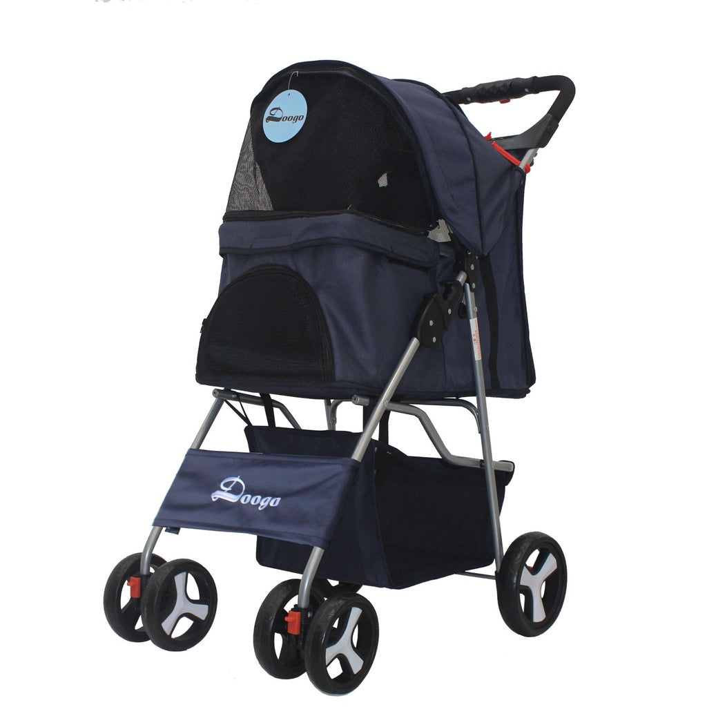 Pet Stroller Foldable Washable Dog Cat Carrier 4 Wheels Lightweight Trolley