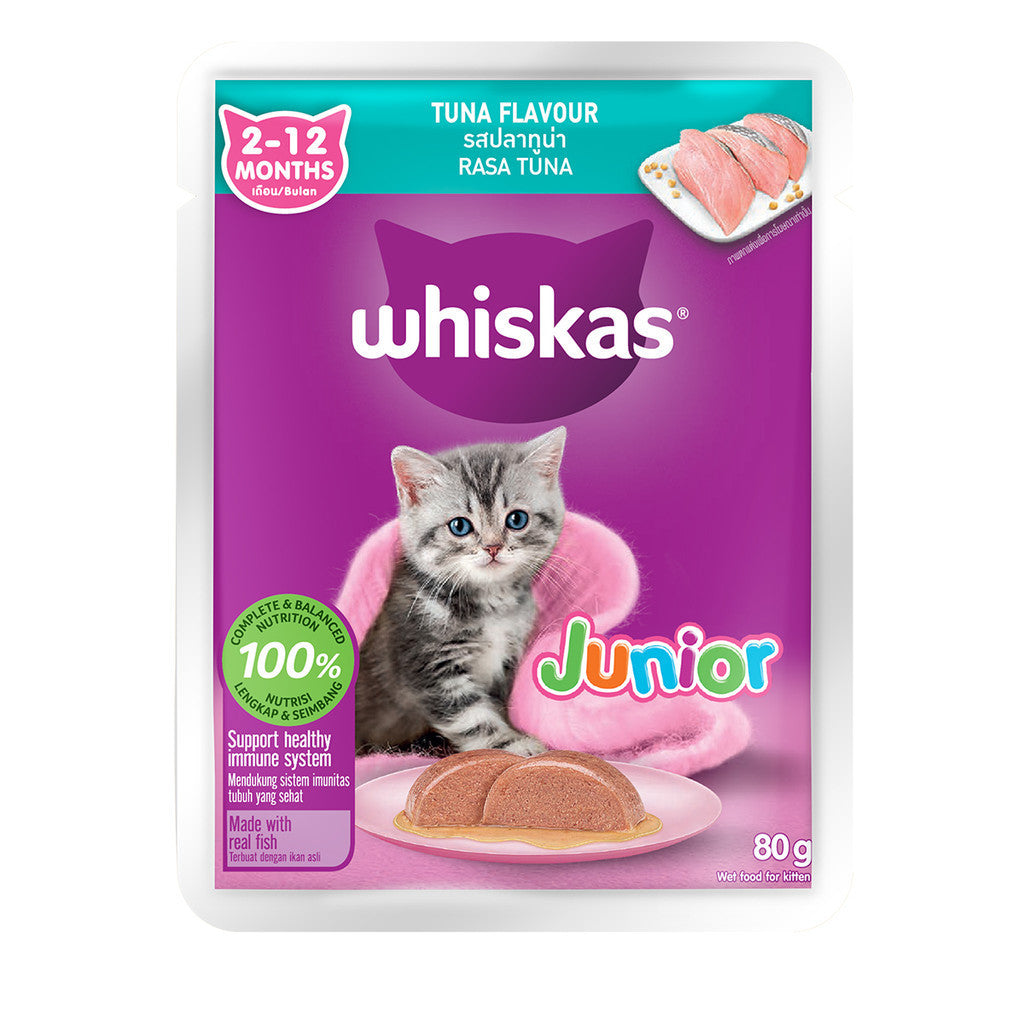 Whiskas Pouch Junior Kitten Nutritious Flavor Wet Cat Food 80g