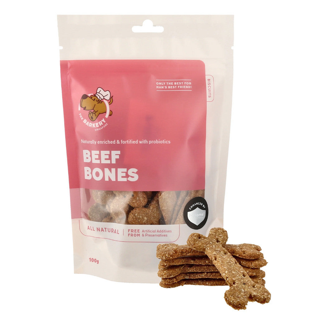 The Barkery Beef Bones Biscuits Dog Treats 100g