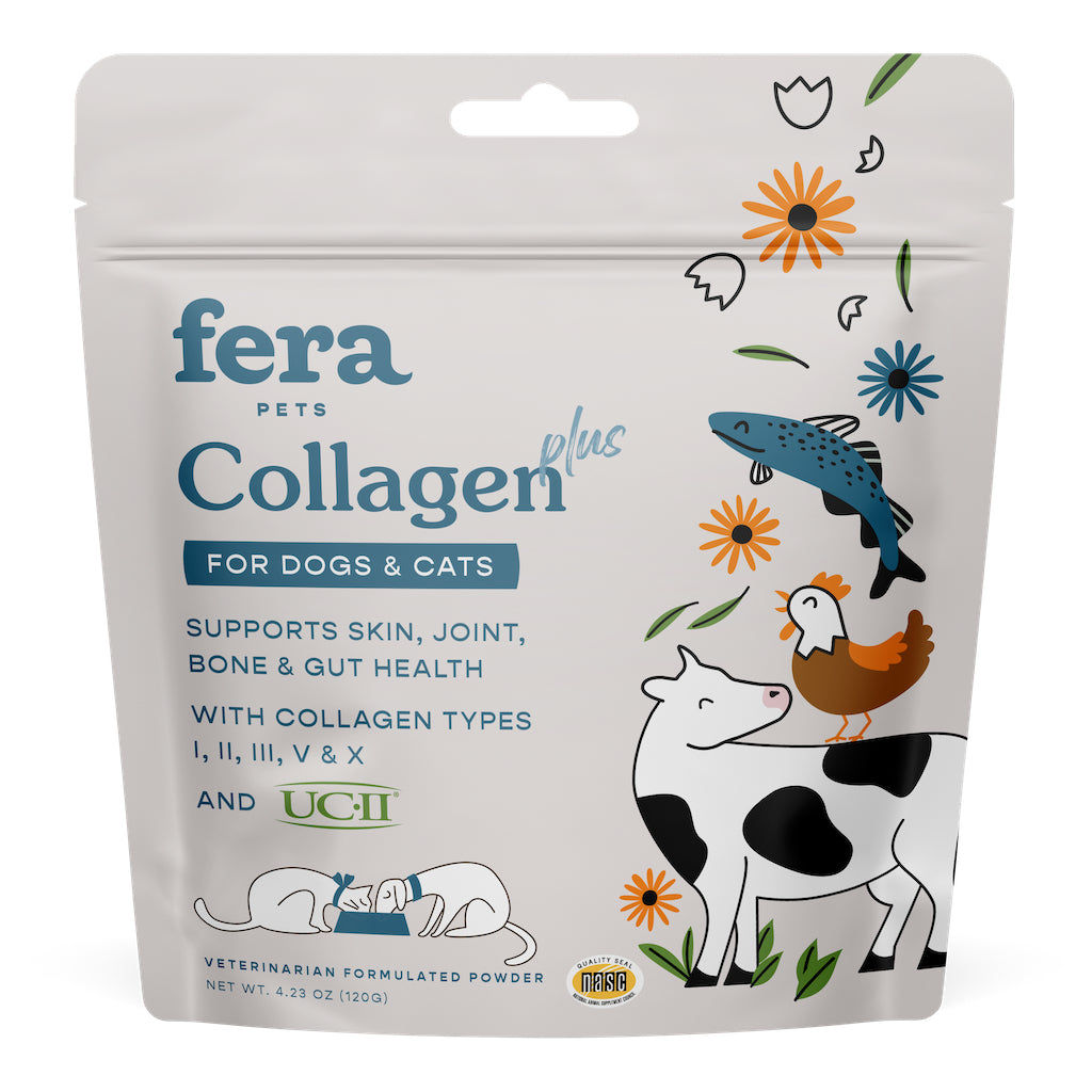 Fera Pets Organics Supplement for Cat & Dog -Collagen, Hip & Joint, Probiotics with Prebiotics, Calming, Cardiac Support