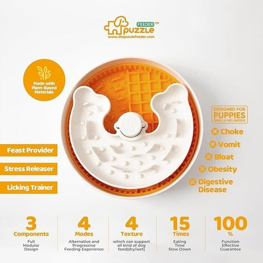 Puzzle Feeder Lite Slow Feeder Bowl for Dogs - Safe, Prevent Choking, Slow Feeder Eating for Small or Medium Dog