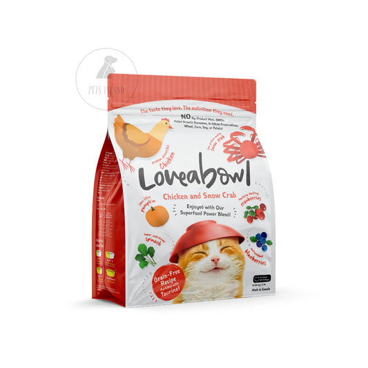 Loveabowl Grain Free Dry Cat Food - Complete Diet, Kibbles, Chicken Snow Crab Herring Salmon Lobster