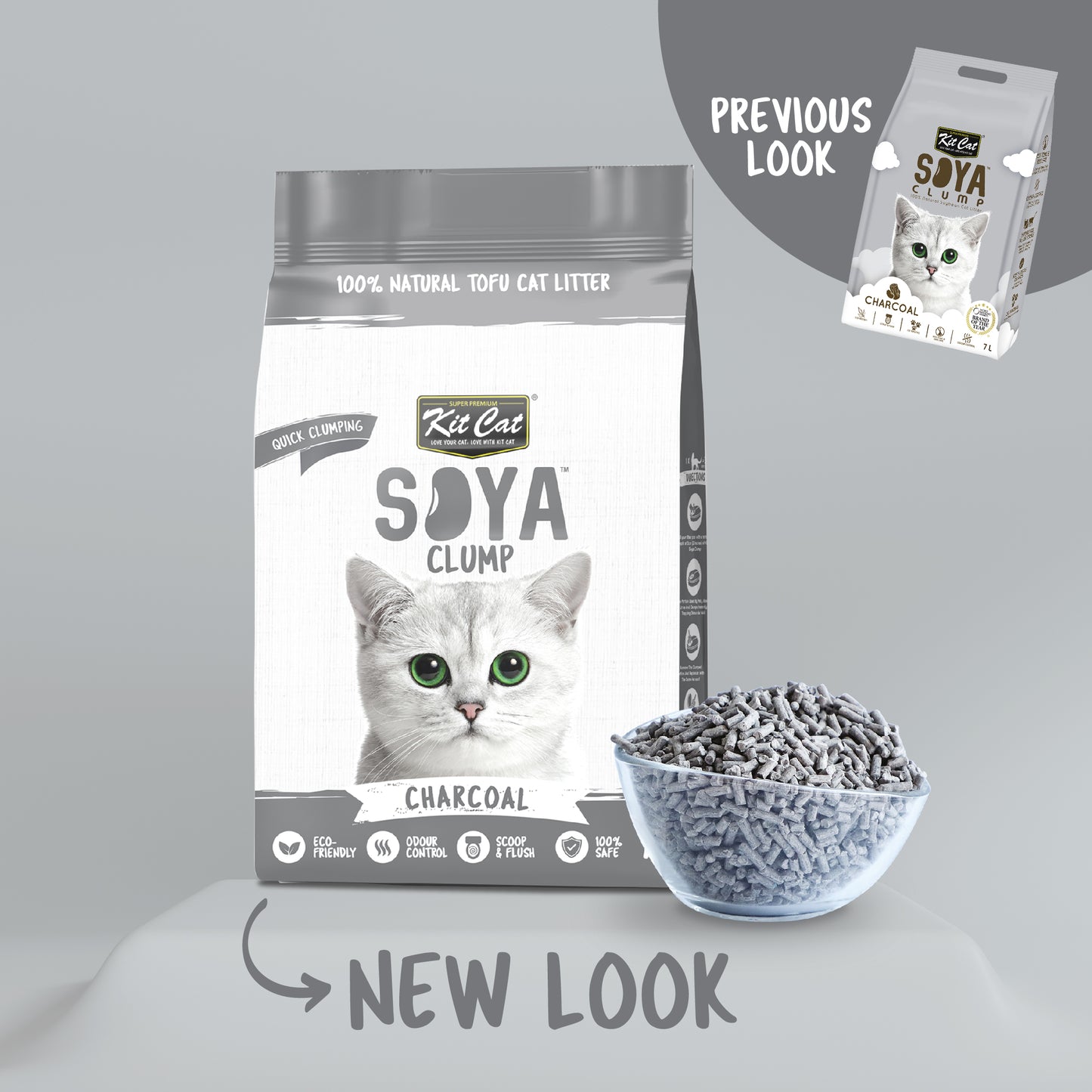 Kit Cat Soya Clump Charcoal Cat Litter 7L