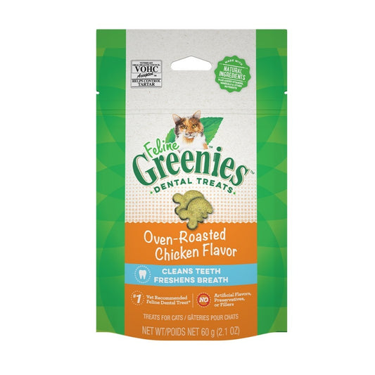 Greenies Feline Dental Treat & Chews for Cats 60g 4 Flavours - Catnip, Chicken, Salmon, Tuna