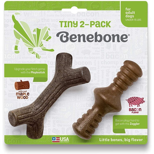 Benebone Chew Toy Wishbone Maplestick Fishbone Infused with Real Flavour for Dogs & Puppies