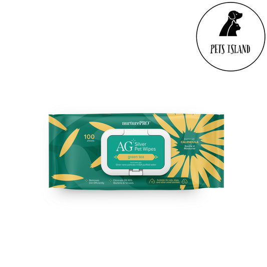 NurturePRO AG Silver Pet Wipes 100pcs | Thick Wet Wipes, Alcohol Free, Antibacterial