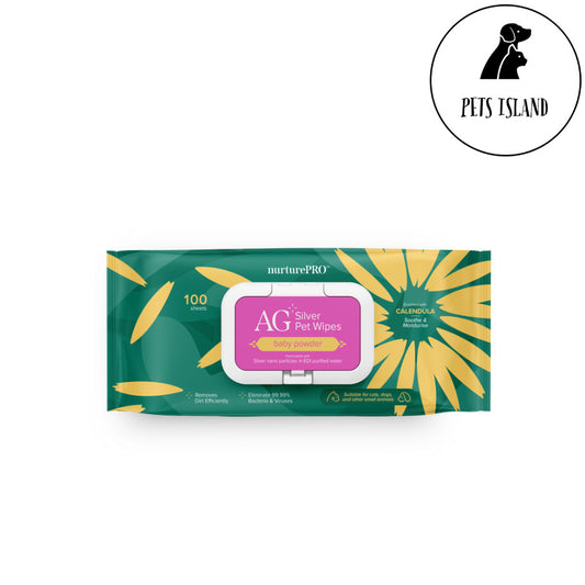 NurturePRO AG Silver Pet Wipes 100pcs | Thick Wet Wipes, Alcohol Free, Antibacterial