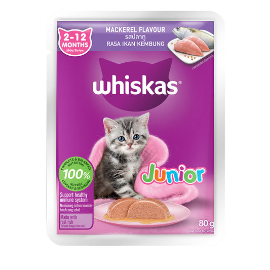 Whiskas Pouch Junior Kitten Nutritious Flavor Wet Cat Food 80g