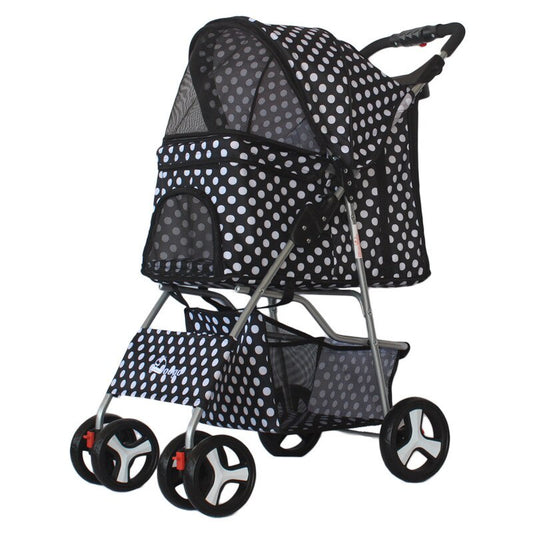 Pet Stroller Foldable Washable Dog Cat Carrier 4 Wheels Lightweight Trolley
