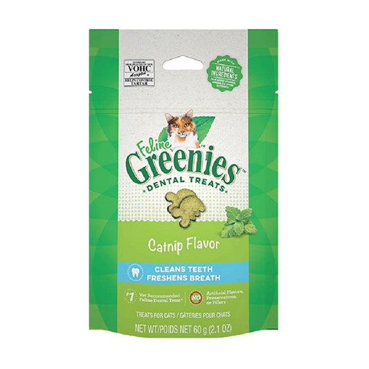Greenies Feline Dental Treat & Chews for Cats 60g 4 Flavours - Catnip, Chicken, Salmon, Tuna