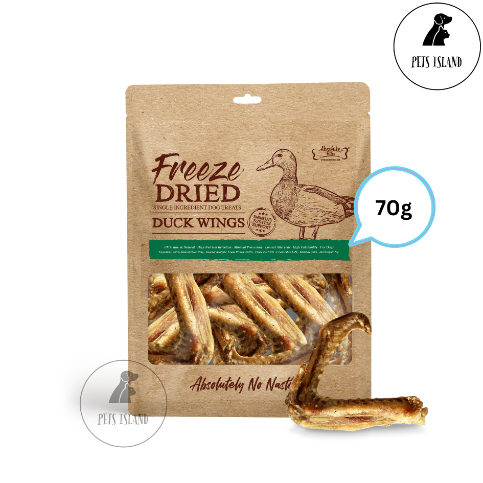 Absolute Bites Duck Wings Single Ingredient Freeze Dried Raw Treats for Dogs & Cats 70g